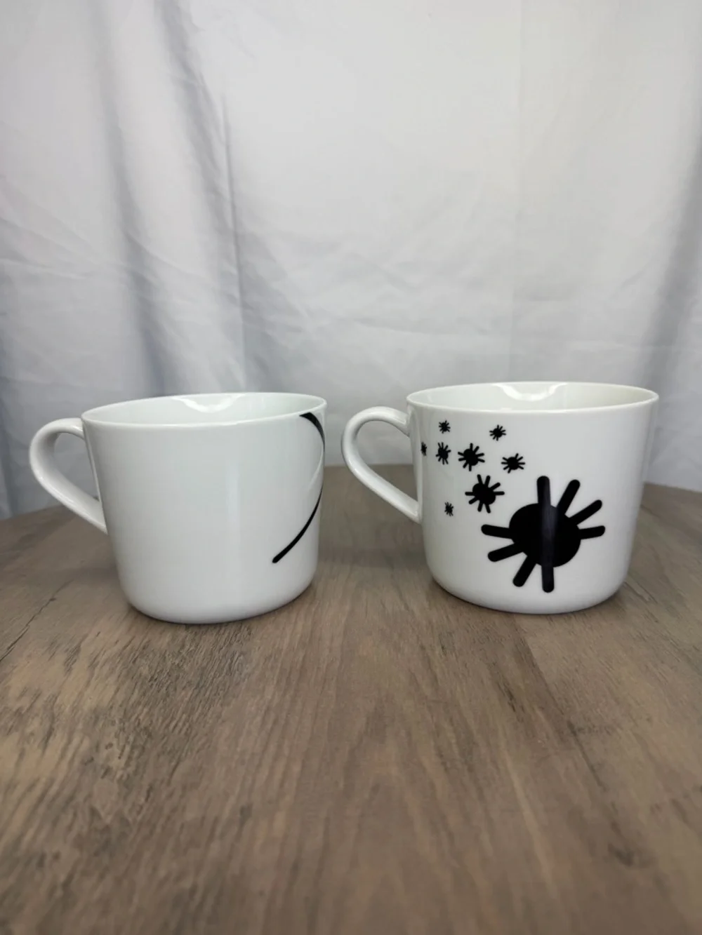 IKEA Ceramic Spider Web & Spider Design White & Black Halloween Coffee Mug Set